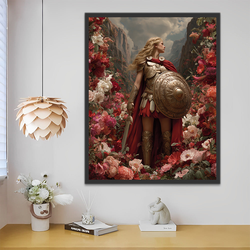 Strijdlustig Meisje in de Bloemenvallei Schilderen op Nummers