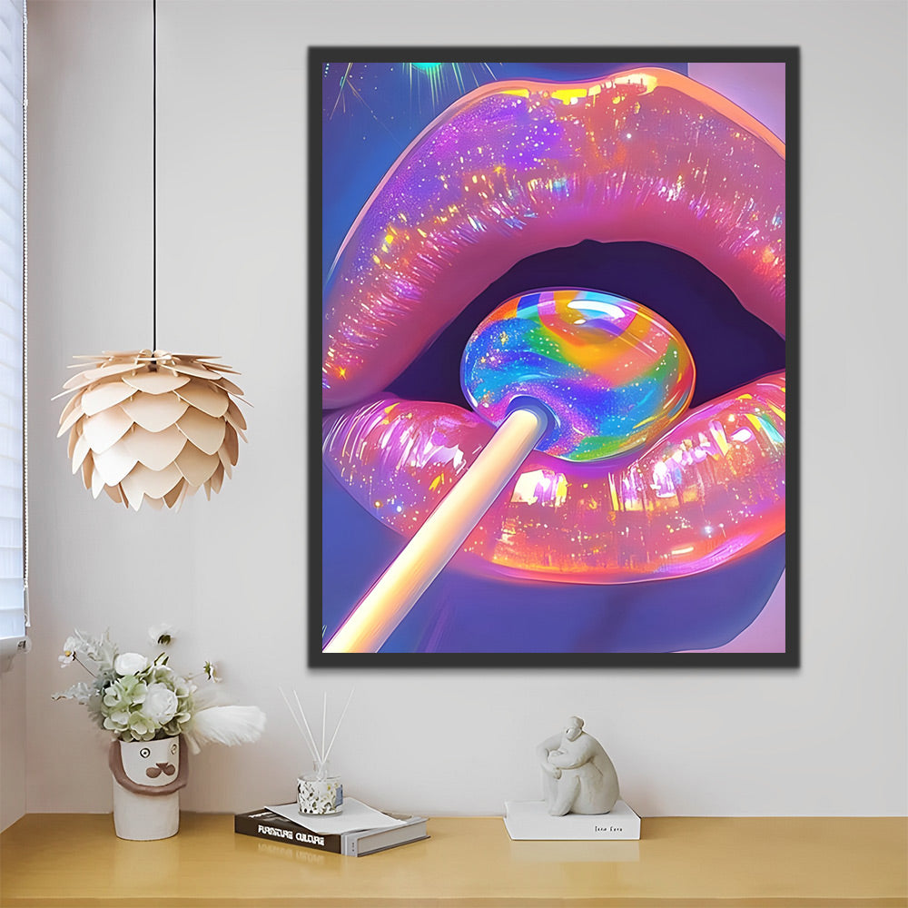 Suikerspinillusie tussen Lippen Schilderen op Nummers