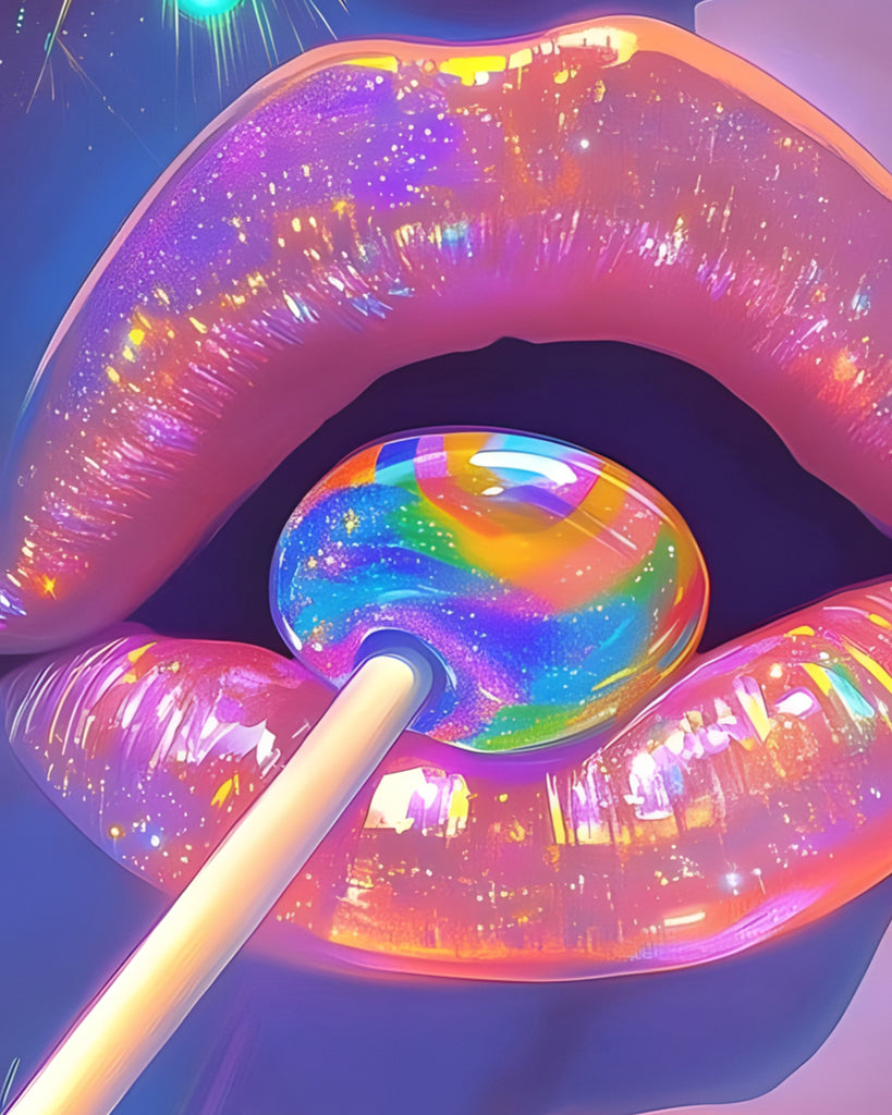 Suikerspinillusie tussen Lippen Schilderen op Nummers