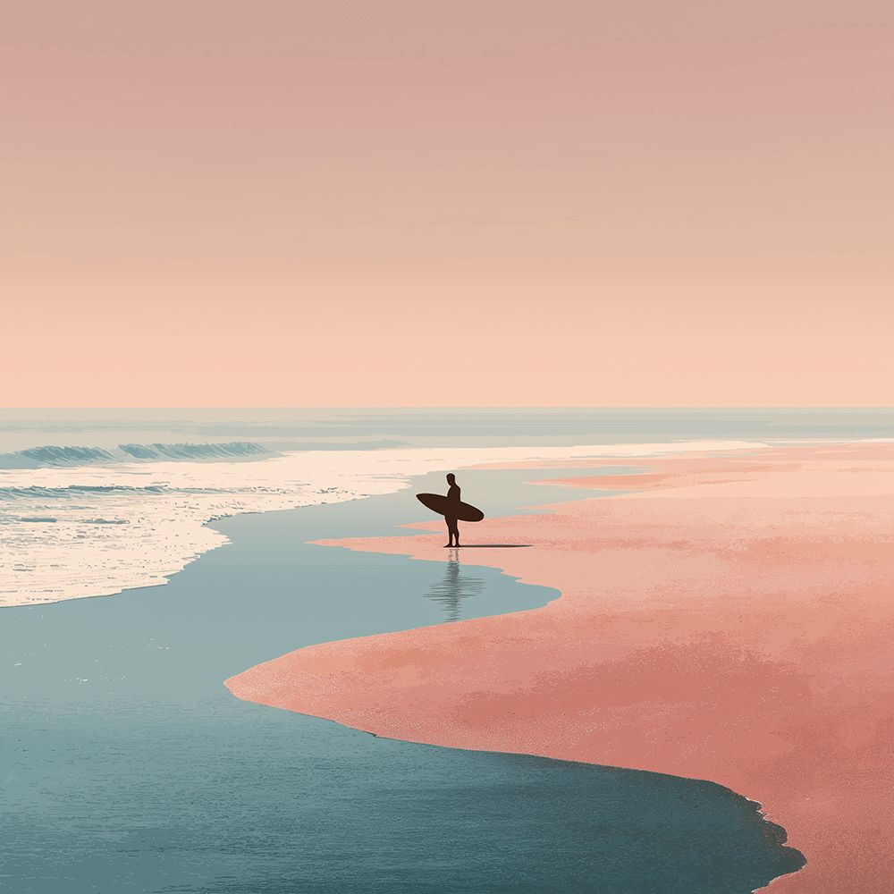 Surfer op Roze Zandstrand Schilderen op Nummers