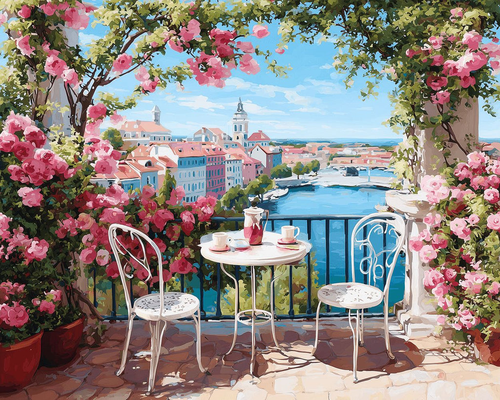 Terras vol Rozen Schilderen op Nummers