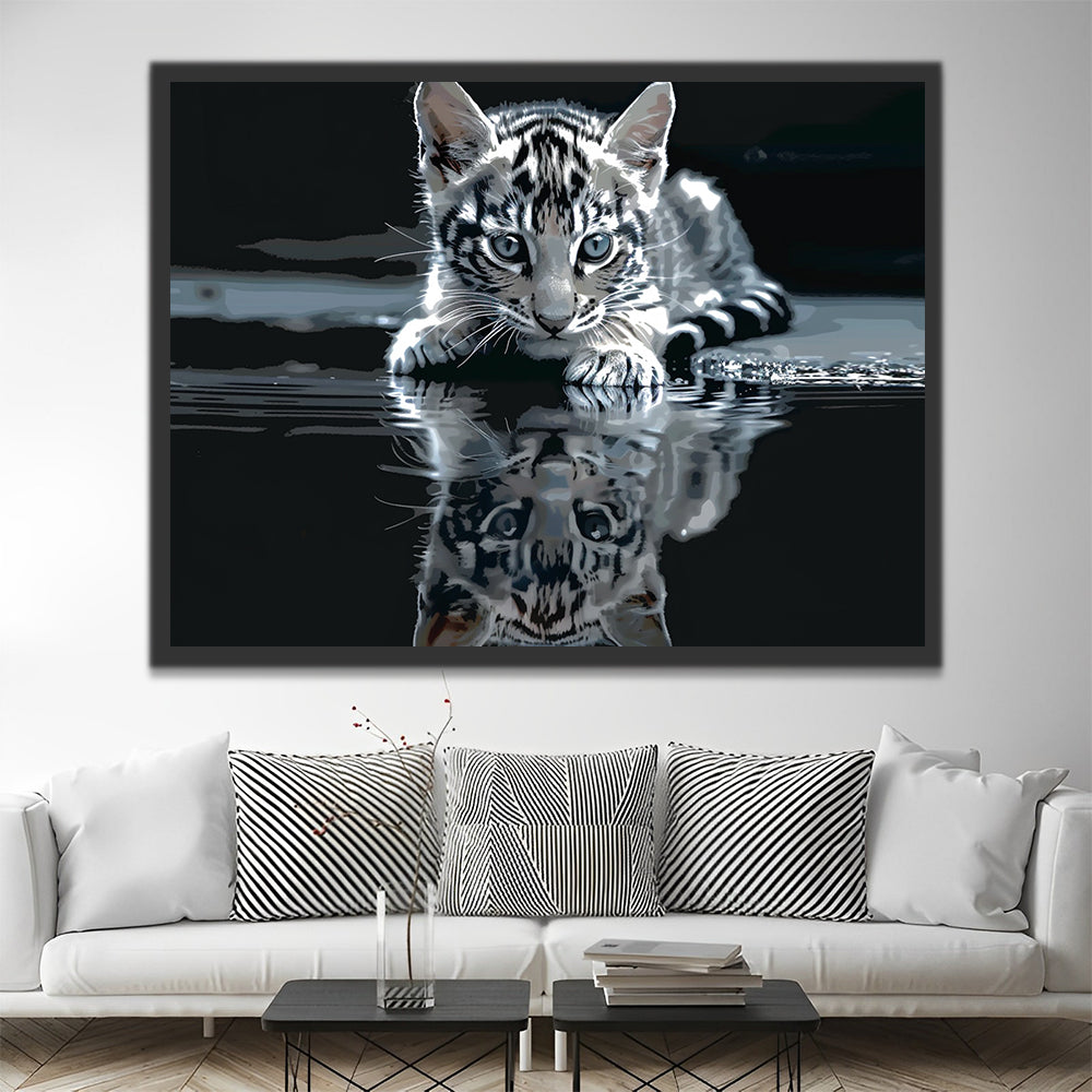 Tijgerwelp en Reflectie Schilderen op Nummers