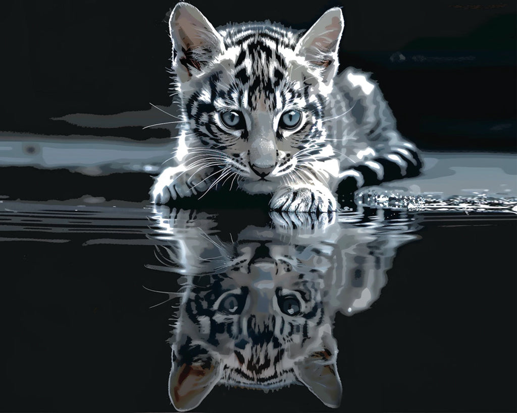 Tijgerwelp en Reflectie Schilderen op Nummers