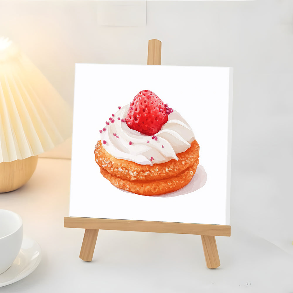 Traditionele Cake met Aardbeiensmaak Mini Schilderen op Nummers