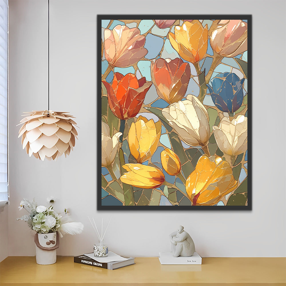 Tulpen in vele kleuren Schilderen op Nummers