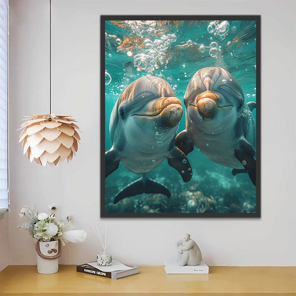 Twee Dolfijnen in het Water Schilderen op Nummers