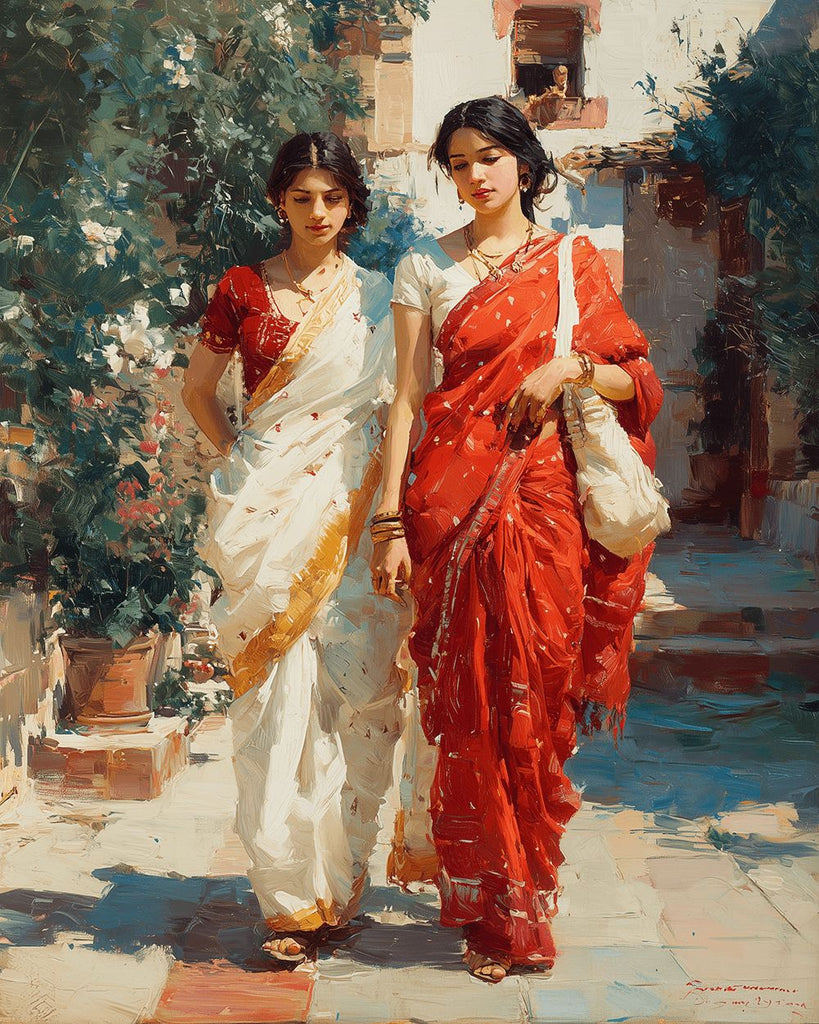 Twee Indiase Vrouwen Schilderen op Nummers