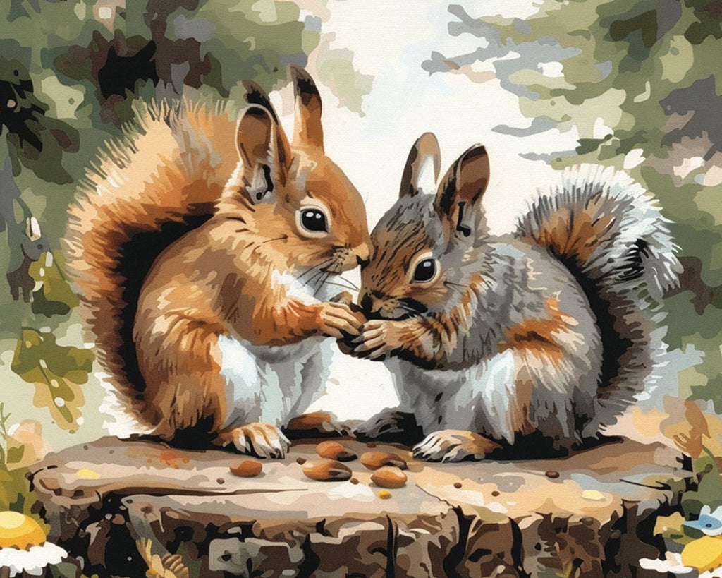 Twee schattige eekhoorns Schilderen op Nummers