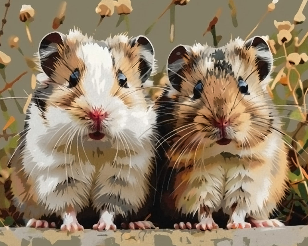 Twee schattige hamstertjes Schilderen op Nummers