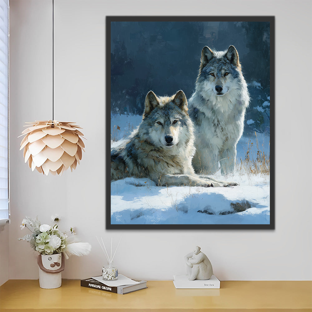 Twee Wolven in de Sneeuw Schilderen op Nummers