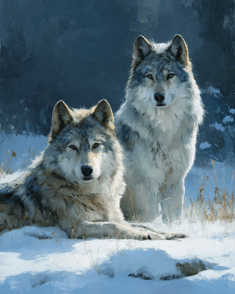 Twee Wolven in de Sneeuw Schilderen op Nummers