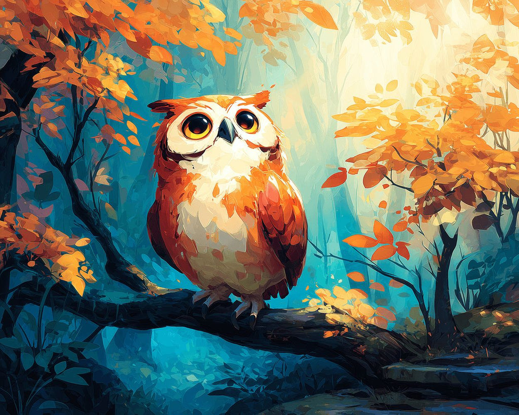 Uil in het Herfstbos Schilderen op Nummers