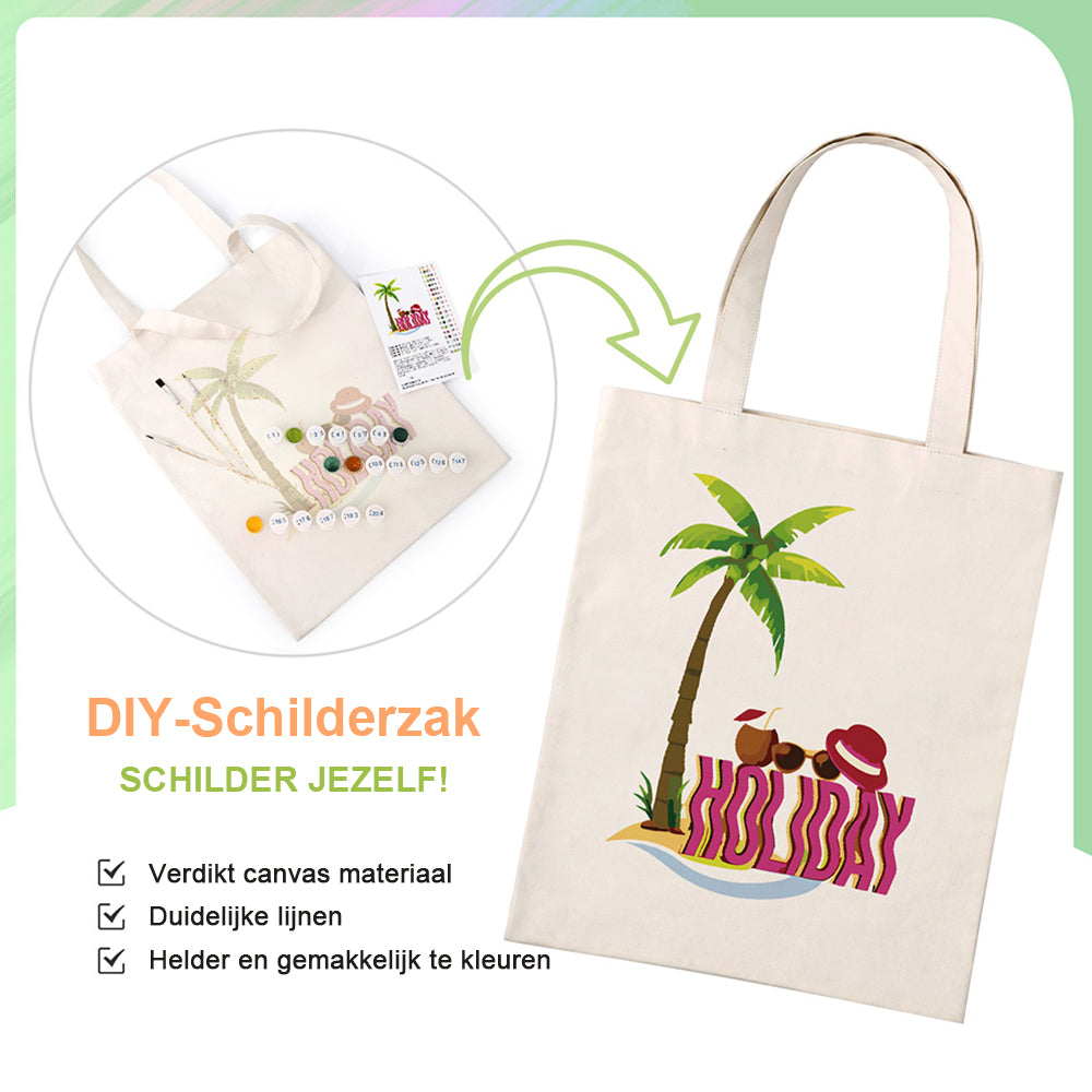Vakantie Canvas Tote Bag Schilderen op Nummers