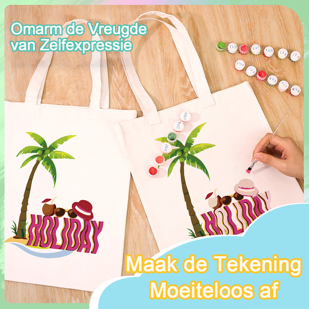 Vakantie Canvas Tote Bag Schilderen op Nummers