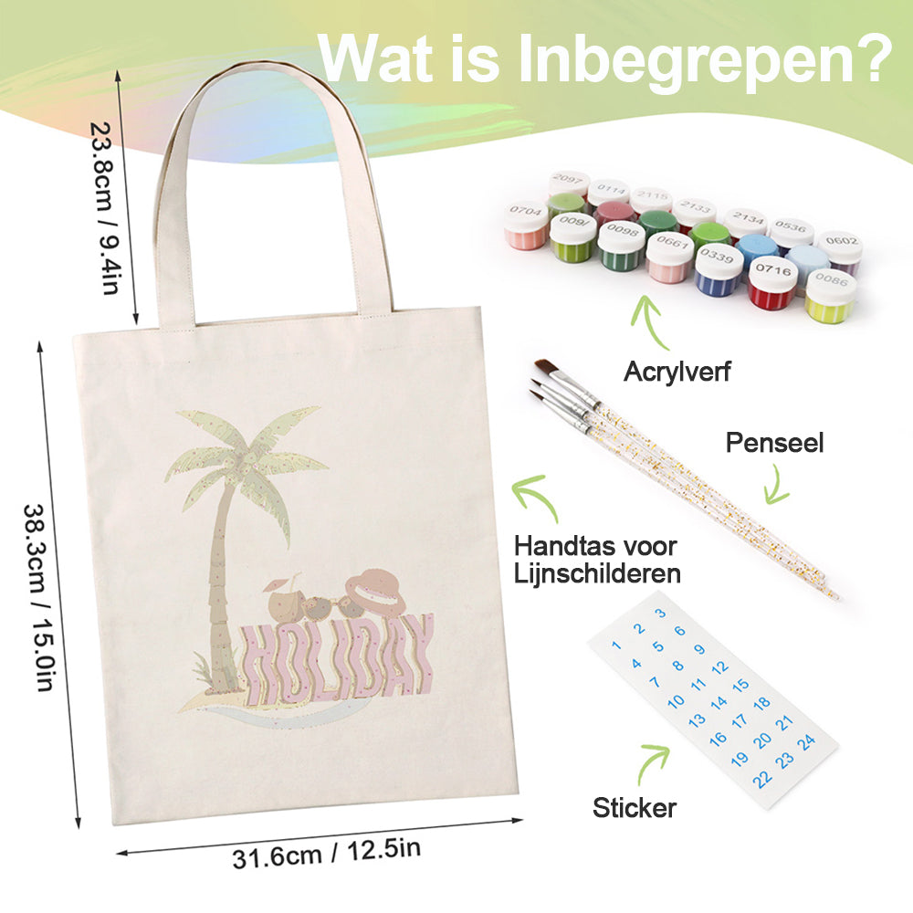 Vakantie Canvas Tote Bag Schilderen op Nummers