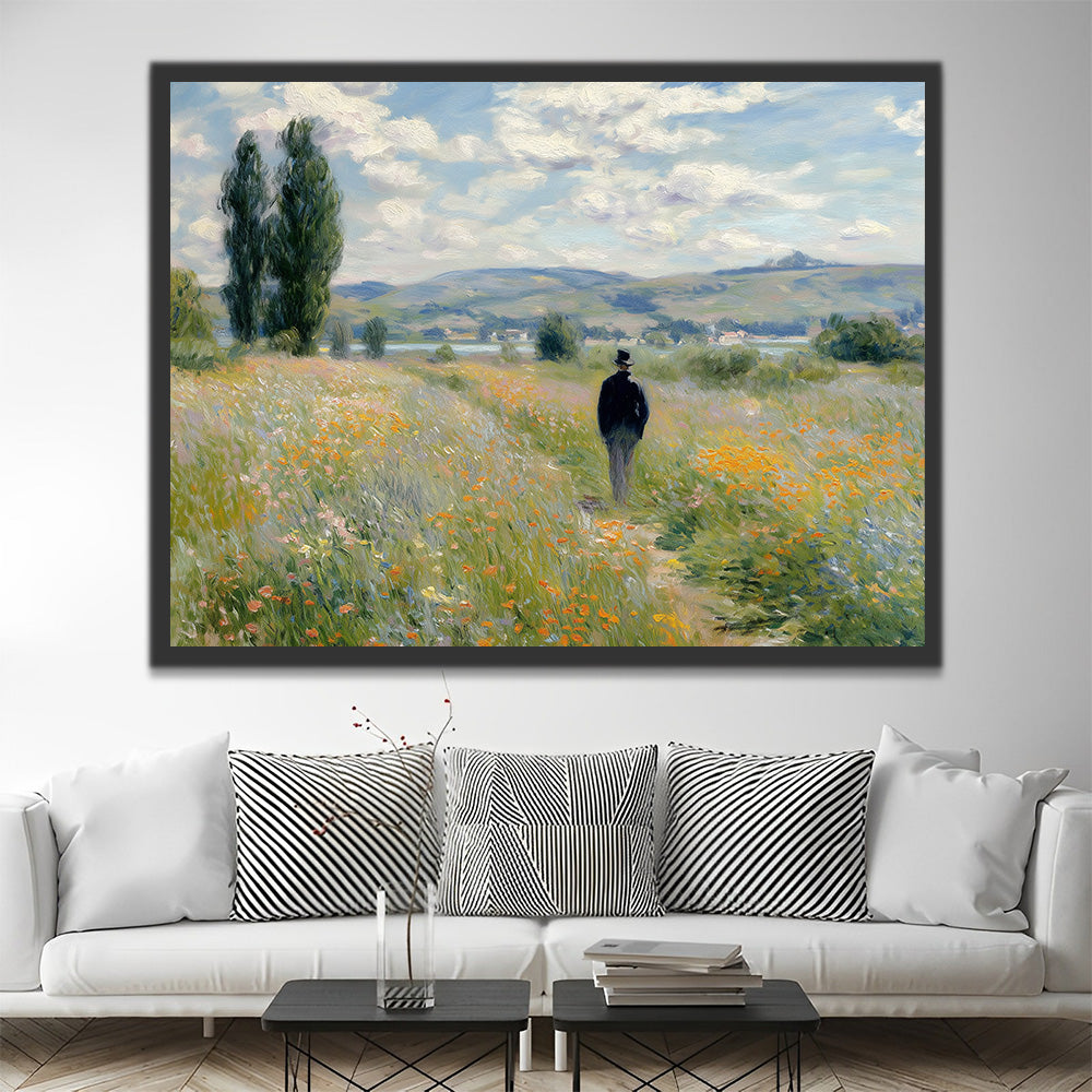 Van Gogh Wandelt door de Bloemenvelden op het Platteland Schilderen op Nummers