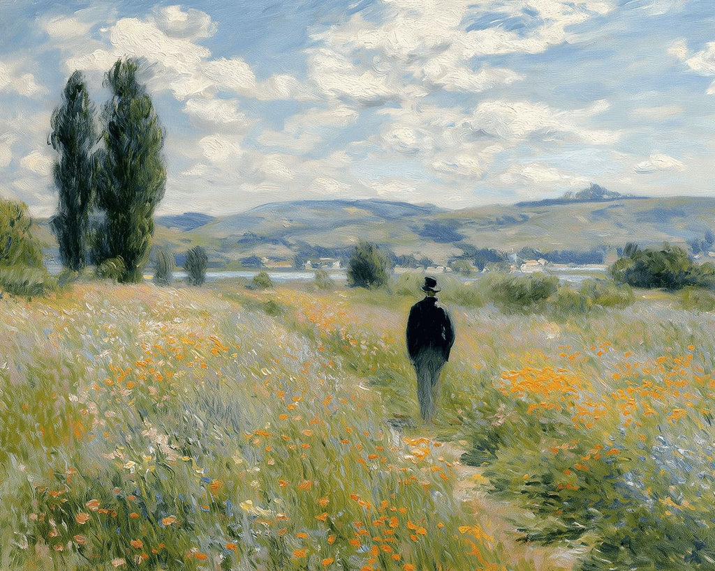 Van Gogh Wandelt door de Bloemenvelden op het Platteland Schilderen op Nummers