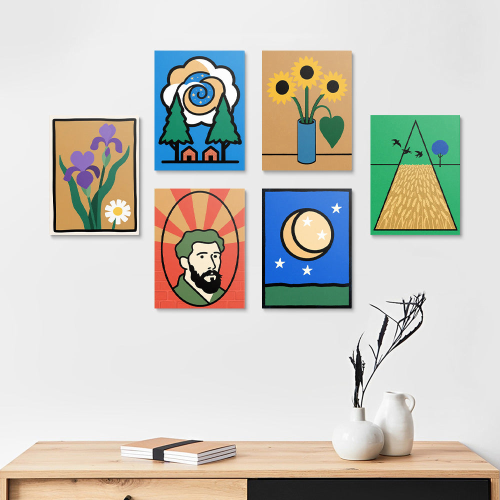Van Goghs Grote Werken 6 Stuks Mini Schilderen op Nummers