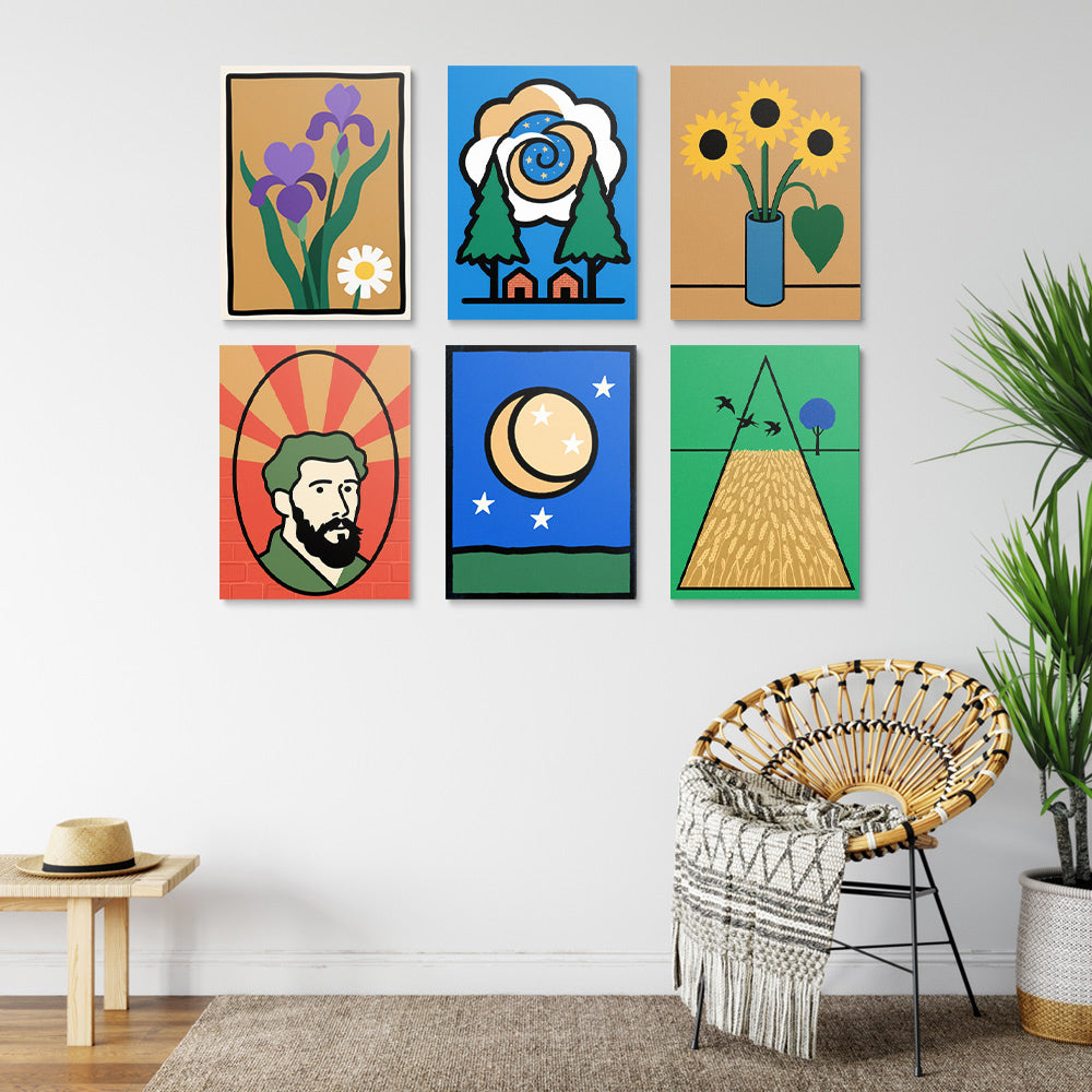 Van Goghs Grote Werken 6 Stuks Mini Schilderen op Nummers