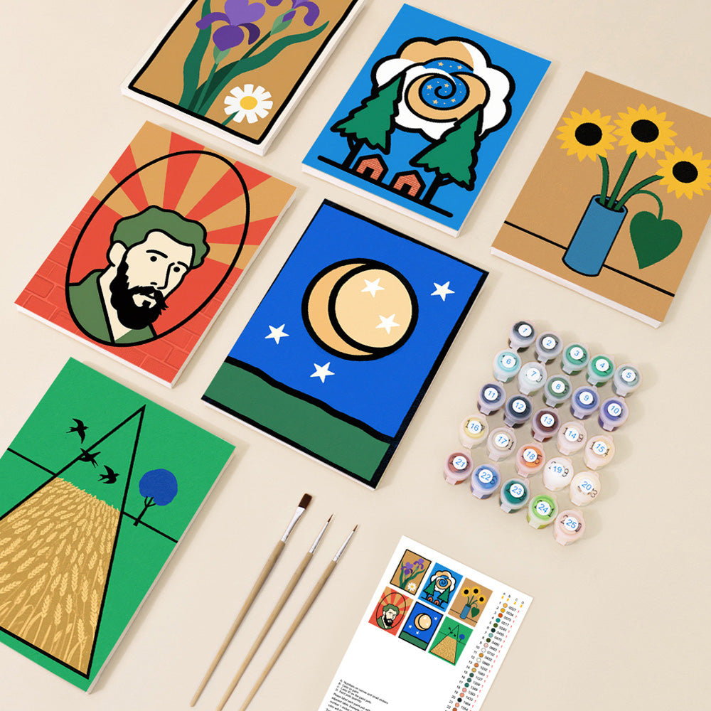Van Goghs Grote Werken 6 Stuks Mini Schilderen op Nummers