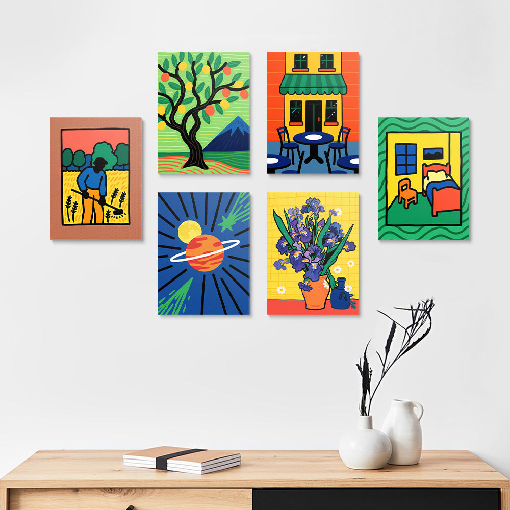 Van Goghs Klassieke Schilderijen 6 Stuks Mini Schilderen op Nummers