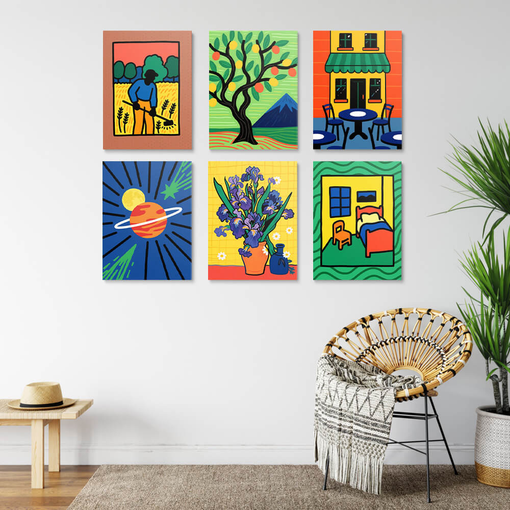 Van Goghs Klassieke Schilderijen 6 Stuks Mini Schilderen op Nummers