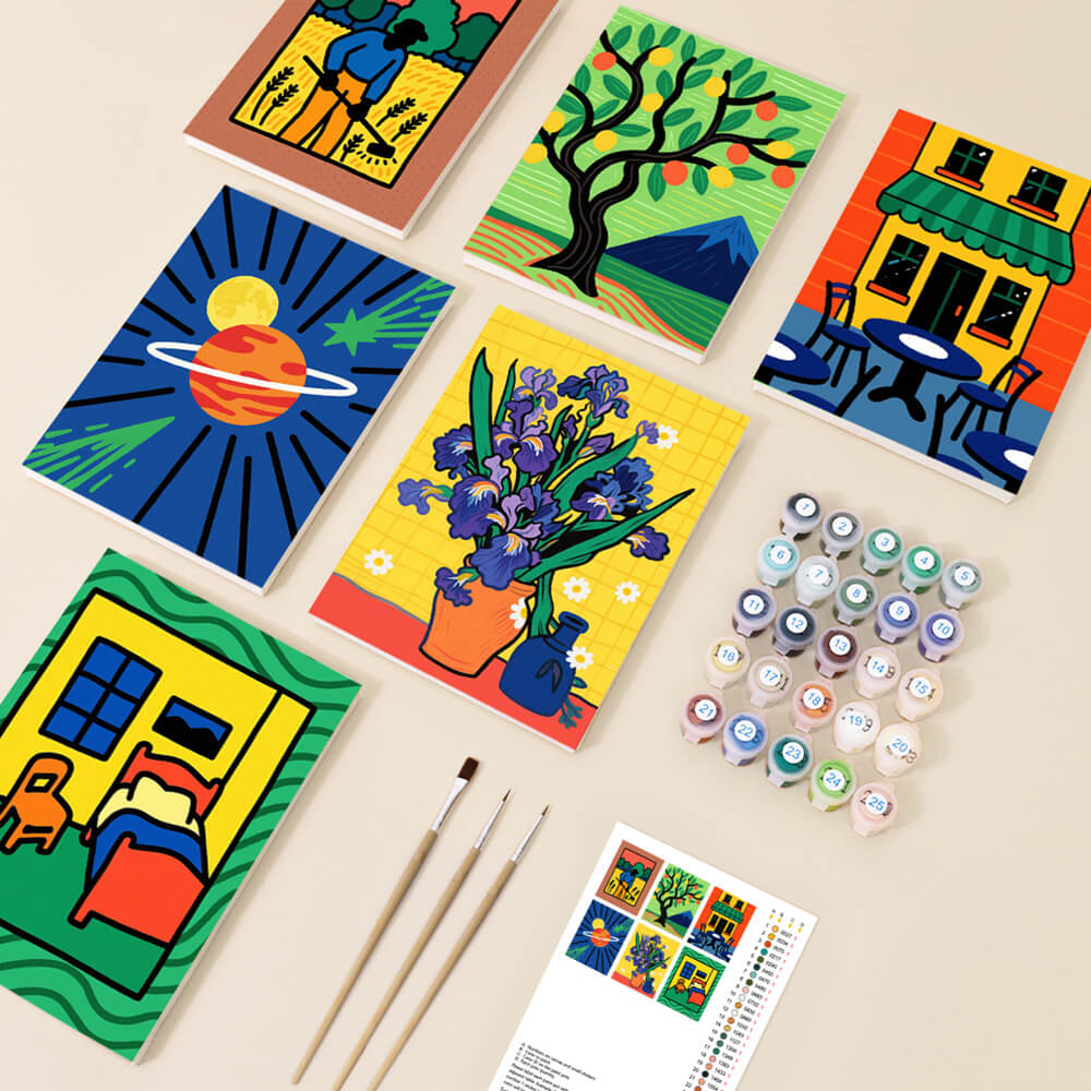Van Goghs Klassieke Schilderijen 6 Stuks Mini Schilderen op Nummers