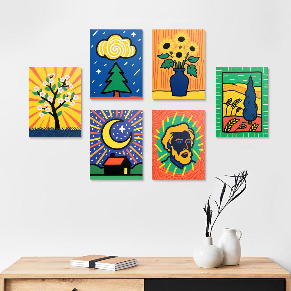 Van Goghs Klassieke Werken 6 Stuks Mini Schilderen op Nummers