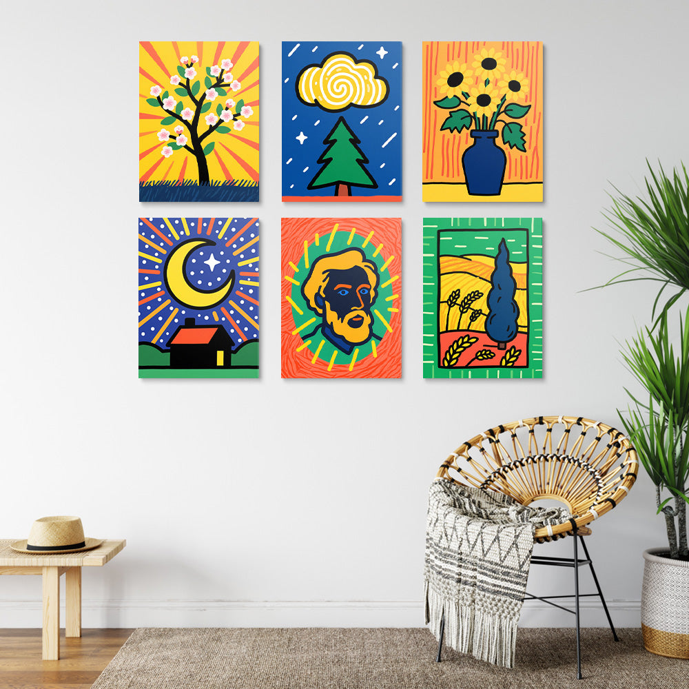 Van Goghs Klassieke Werken 6 Stuks Mini Schilderen op Nummers
