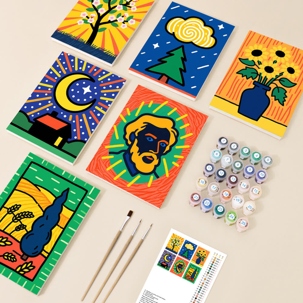 Van Goghs Klassieke Werken 6 Stuks Mini Schilderen op Nummers