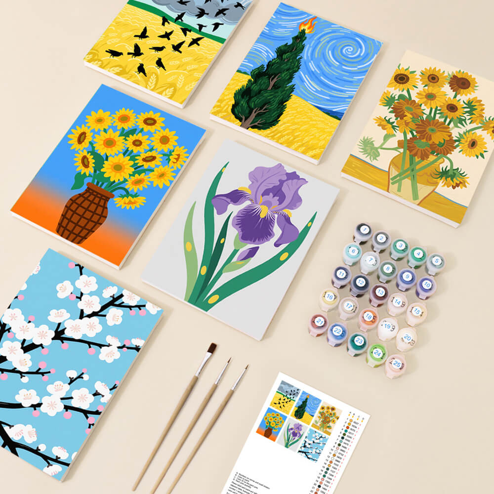 Van Gogh’s Meesterwerken 6 Stuks Mini Schilderen op Nummers