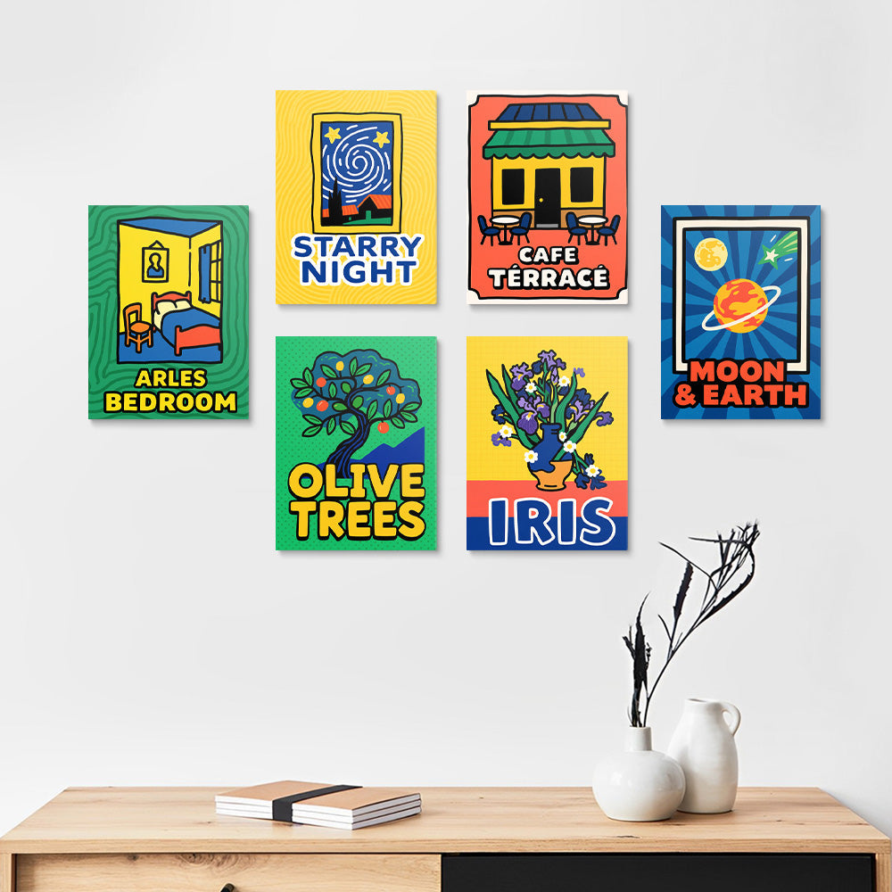 Van Goghs Schilderijen 6 Stuks Mini Schilderen op Nummers