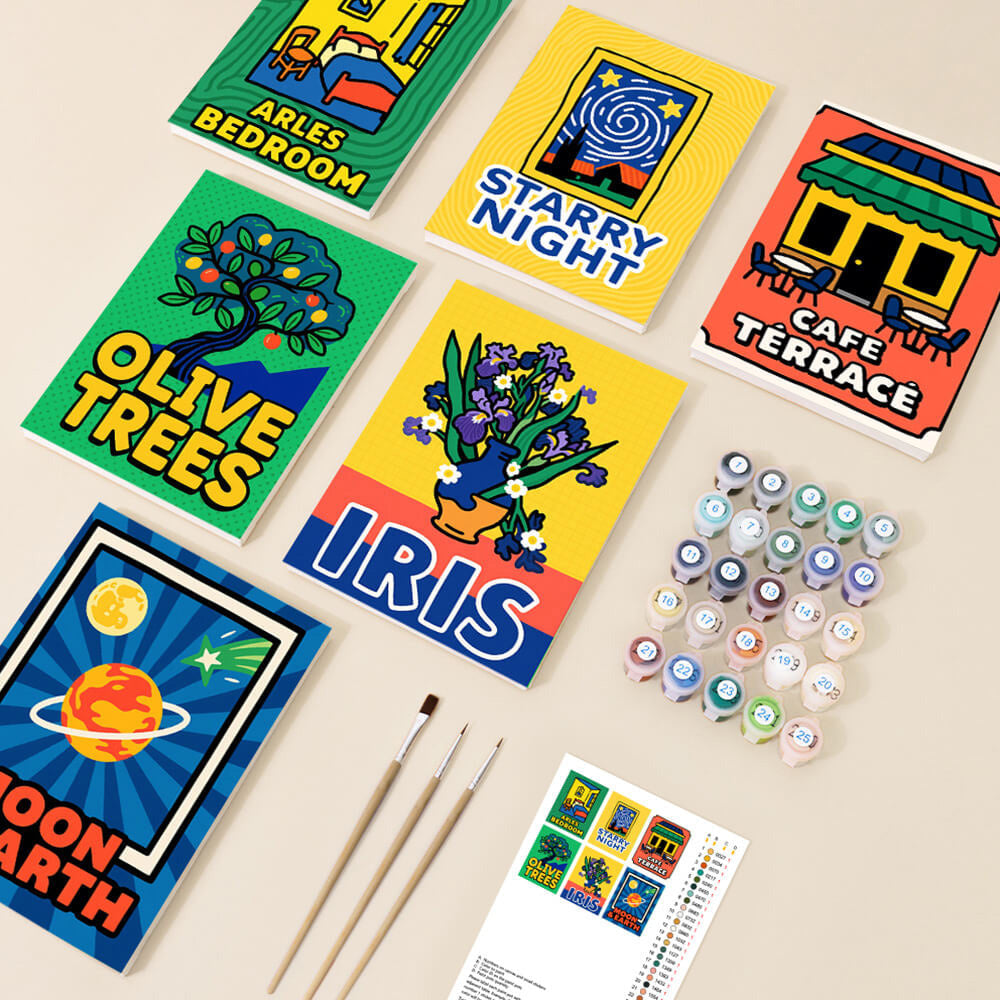 Van Goghs Schilderijen 6 Stuks Mini Schilderen op Nummers