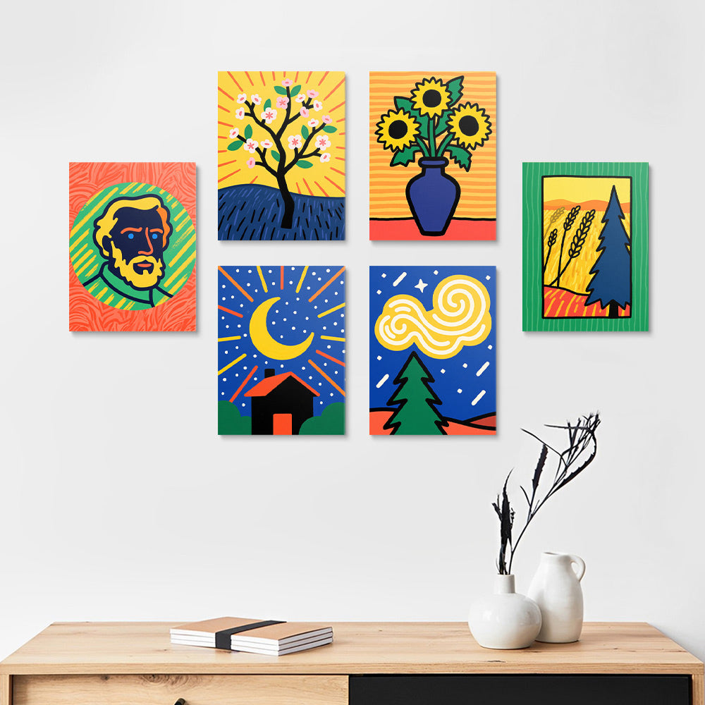 Van Gogh’s Schilderijen 6 Stuks Mini Schilderen op Nummers