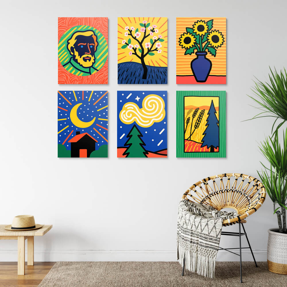 Van Gogh’s Schilderijen 6 Stuks Mini Schilderen op Nummers