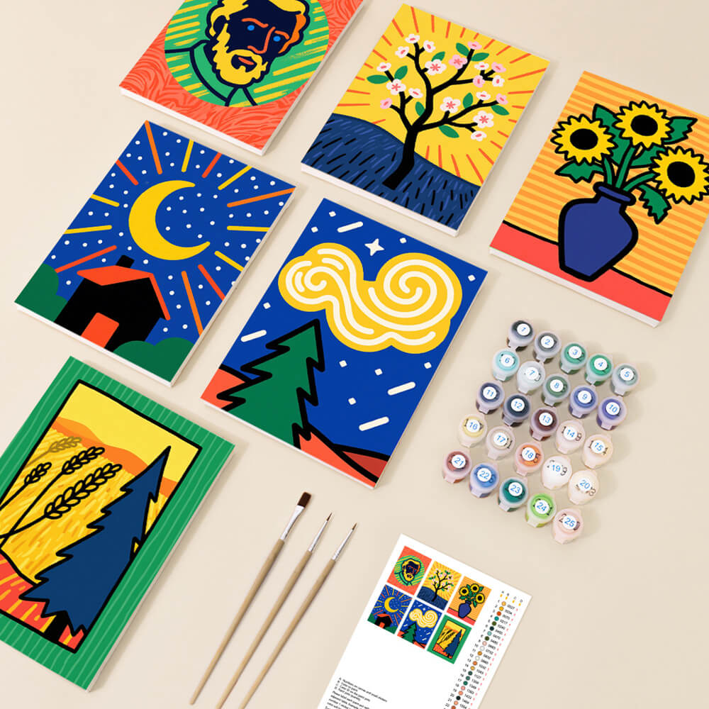 Van Gogh’s Schilderijen 6 Stuks Mini Schilderen op Nummers