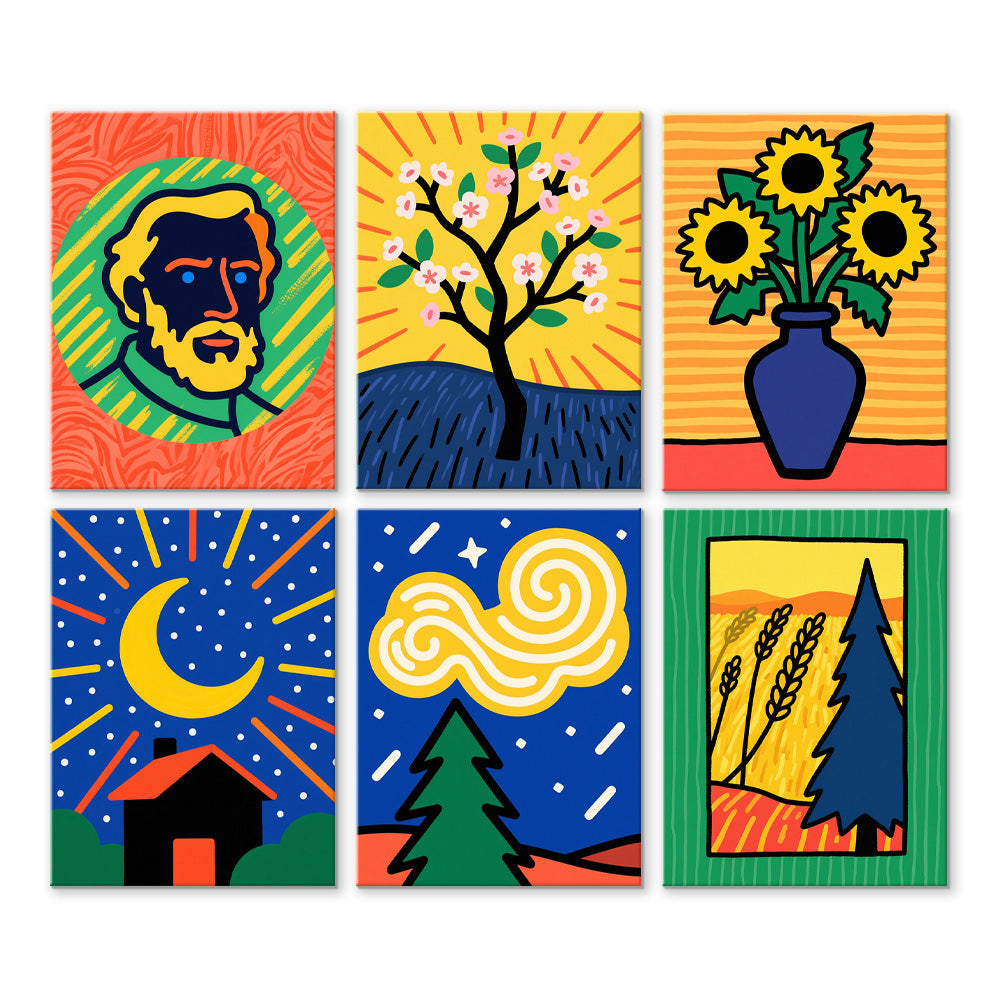 Van Gogh’s Schilderijen 6 Stuks Mini Schilderen op Nummers