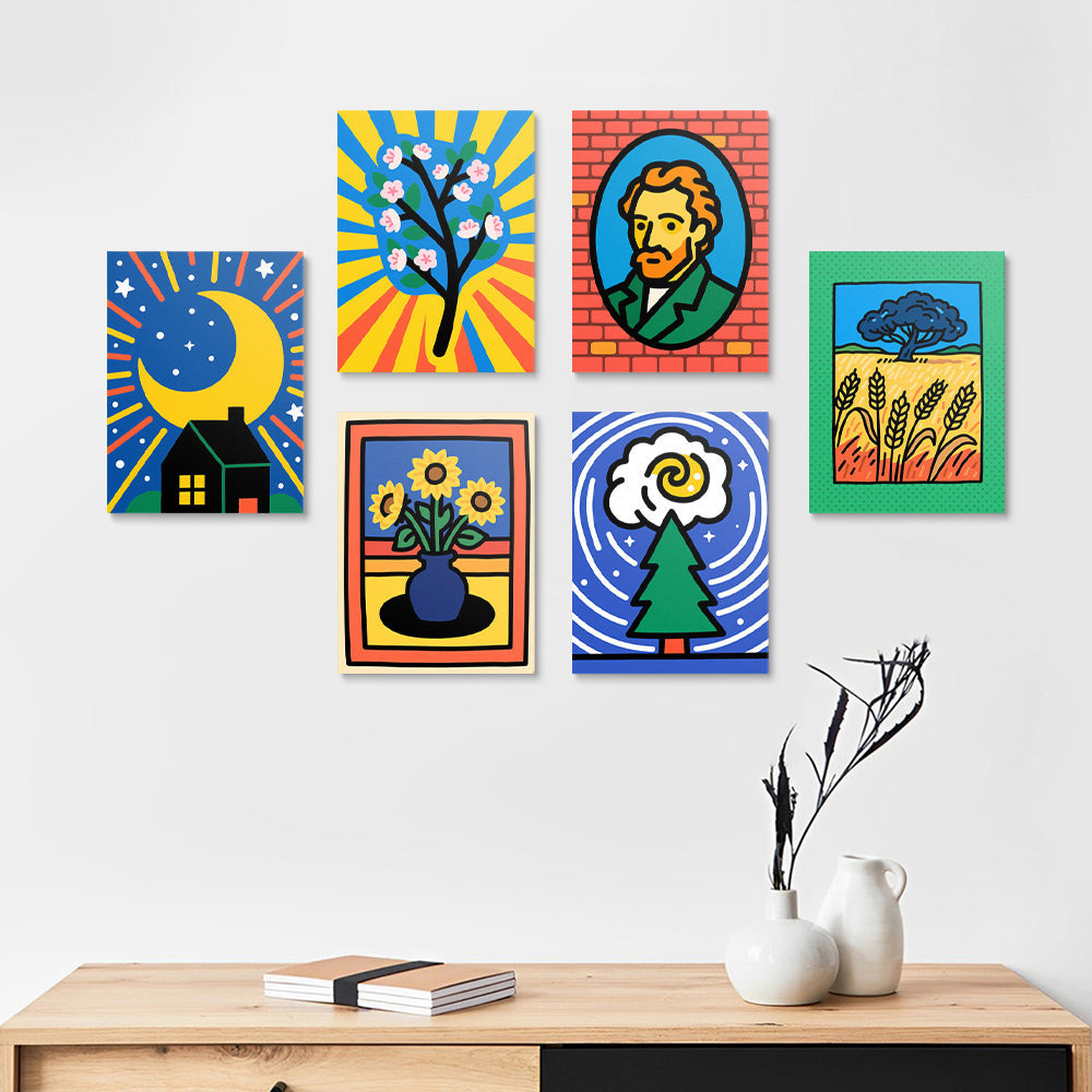 Van Gogh’s Werken 6 Stuks Mini Schilderen op Nummers