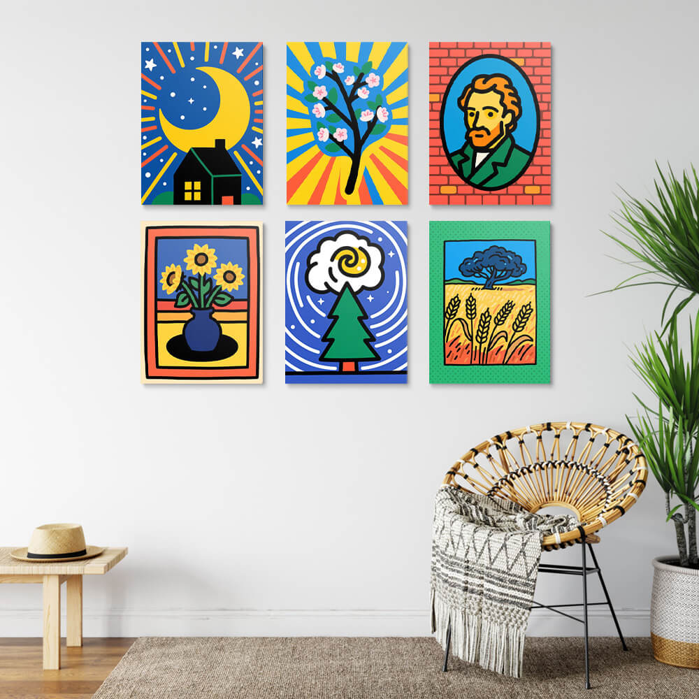 Van Gogh’s Werken 6 Stuks Mini Schilderen op Nummers
