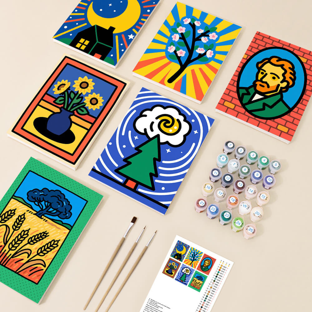 Van Gogh’s Werken 6 Stuks Mini Schilderen op Nummers