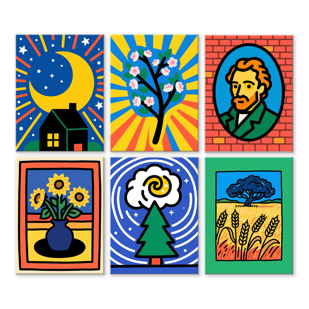 Van Gogh’s Werken 6 Stuks Mini Schilderen op Nummers