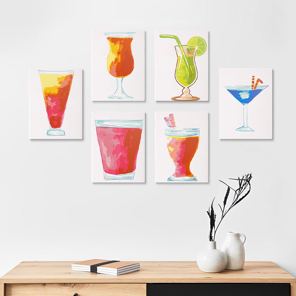 Verfrissende Cocktail 6 Stuks Mini Schilderen op Nummers