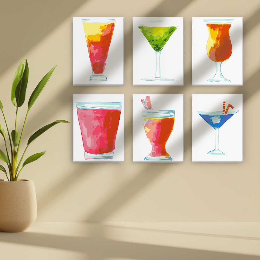Verfrissende Cocktail 6 Stuks Mini Schilderen op Nummers