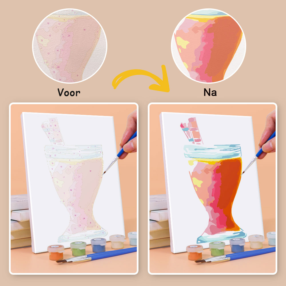 Verfrissende Cocktail 6 Stuks Mini Schilderen op Nummers