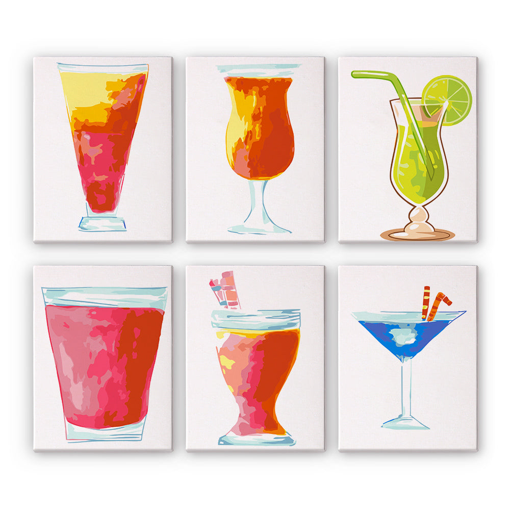 Verfrissende Cocktail 6 Stuks Mini Schilderen op Nummers