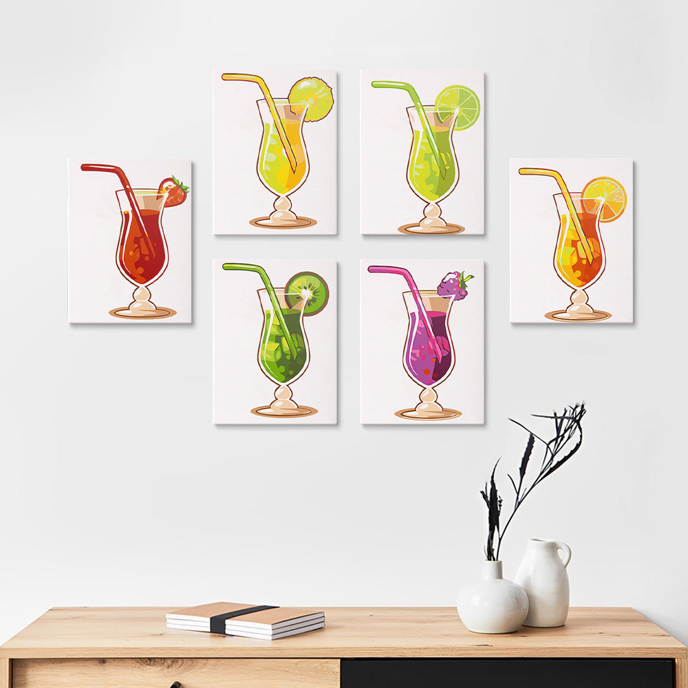 Verfrissende Fruitcocktail 6 Stuks Mini Schilderen op Nummers