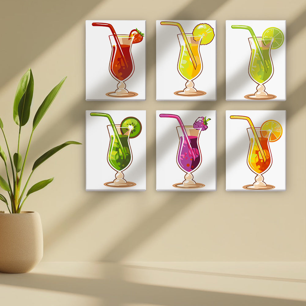Verfrissende Fruitcocktail 6 Stuks Mini Schilderen op Nummers