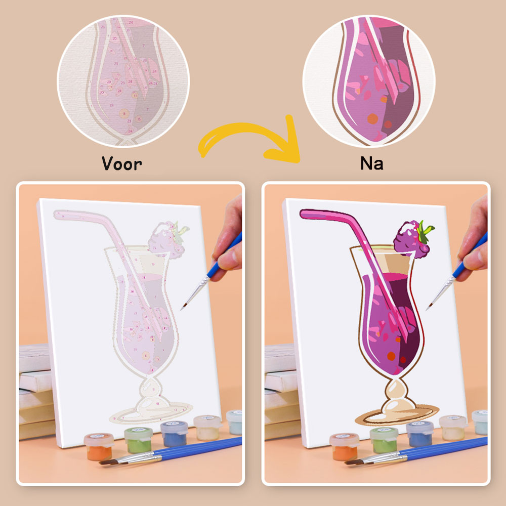 Verfrissende Fruitcocktail 6 Stuks Mini Schilderen op Nummers