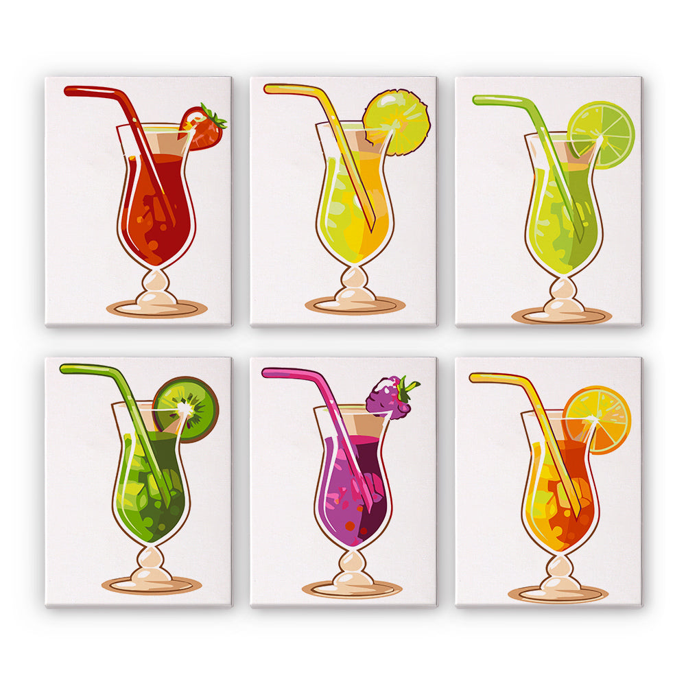 Verfrissende Fruitcocktail 6 Stuks Mini Schilderen op Nummers