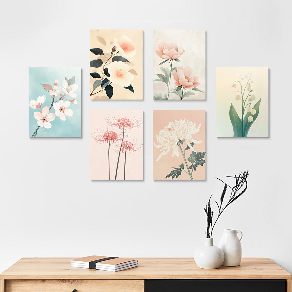 Verschillende Soorten Bloemen 6 Stuks Mini Schilderen op Nummers